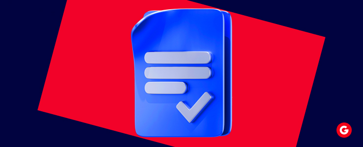 A blue contract featuring a white check mark, indicating a completed action at forex trading.