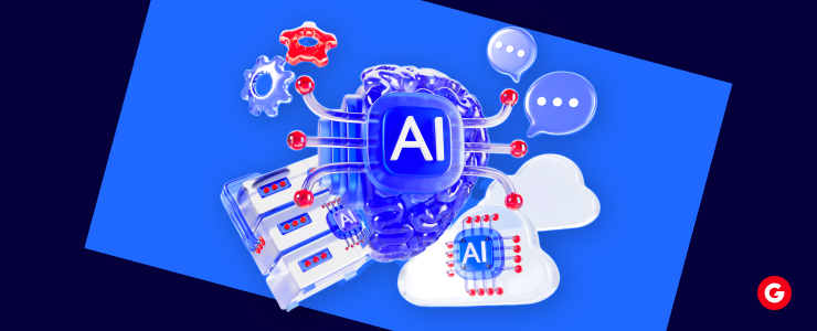 3D illustration of AI technology with cloud computing and neural networks, symbolizing artificial intelligence impact on forex volatility