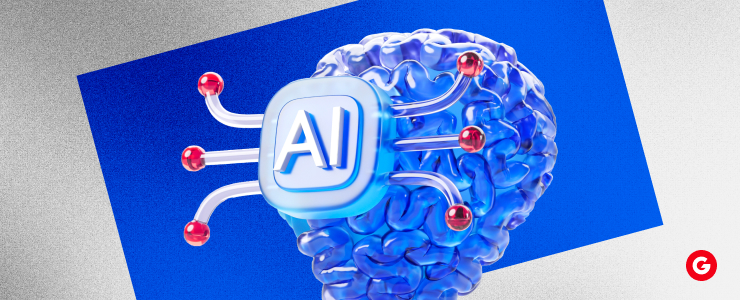 A digital illustration of a brain connected to AI nodes, representing artificial intelligence in forex and CFD trading.