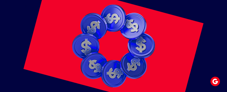 3D dollar symbols arranged in a circular pattern, representing ESG-based currency CFDs and sustainable forex trading concepts.